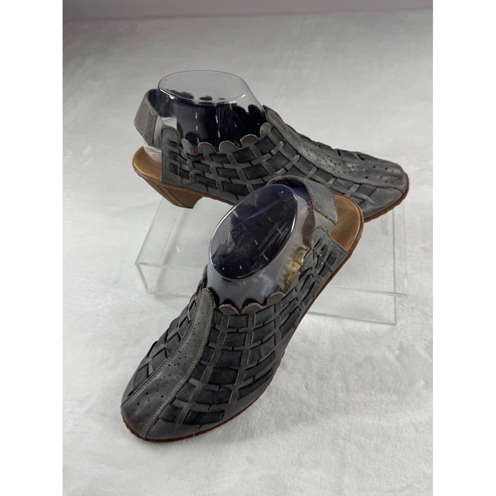 Rieker Sina 39 Woven Leather Slingback Sandals Women's 8.5 Gray Slip-On Comfort - Picture 2 of 12
